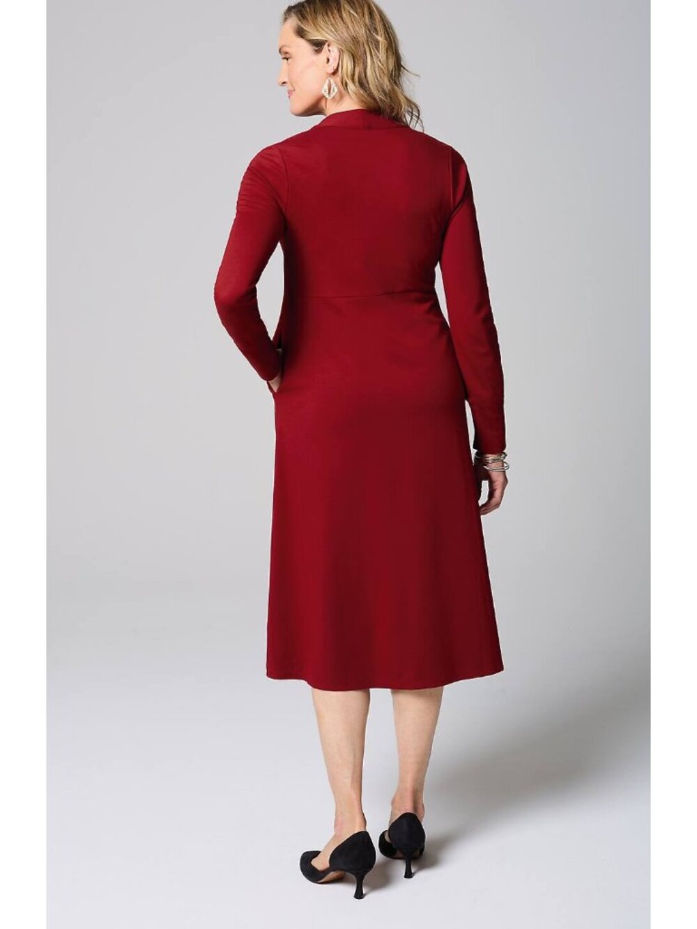 NWT J. Jill Size Large or XL Red Double Face Jersey Fit-and-Flare Dress NEW - Picture 4 of 5